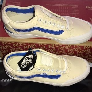 >💟+CHIMA PERGUSON PRO 2 CENTER COURT IVORY BLUE WHITE CANVAS BRAND NEW VANS 🥰